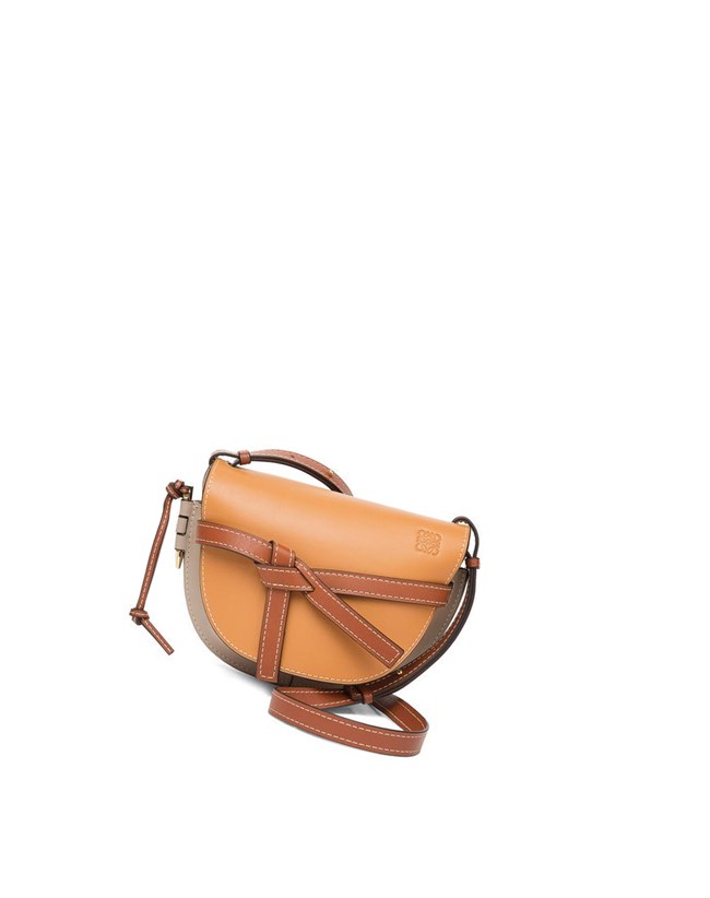 Loewe Small Gate bag in soft calfskin Amber / Light Grey / Rust Colour | NRXC-06429